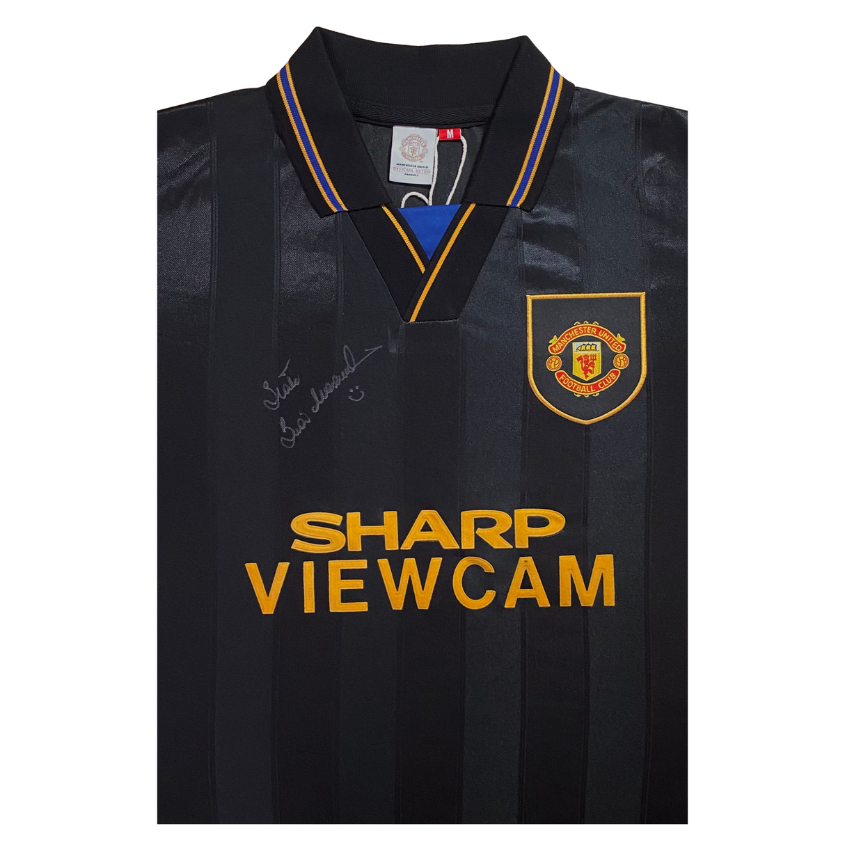 Brian McClair hand signed 1994 Iconic Black Away Shirt