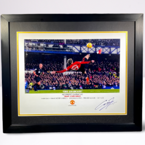 "Head Over Heels" Framed Print Signed by Alejandro Garnacho (L)