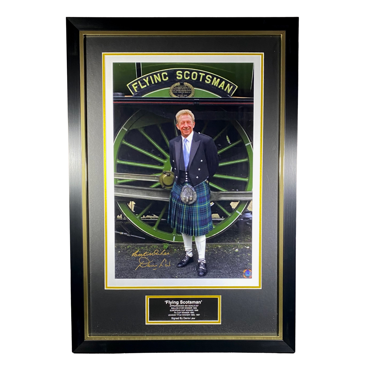 "Flying Scotsman" Framed Print Signed by Denis Law (XL)