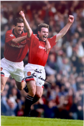 Brian McClair Signed Photo - 1996 Celebration with Cantona (M)