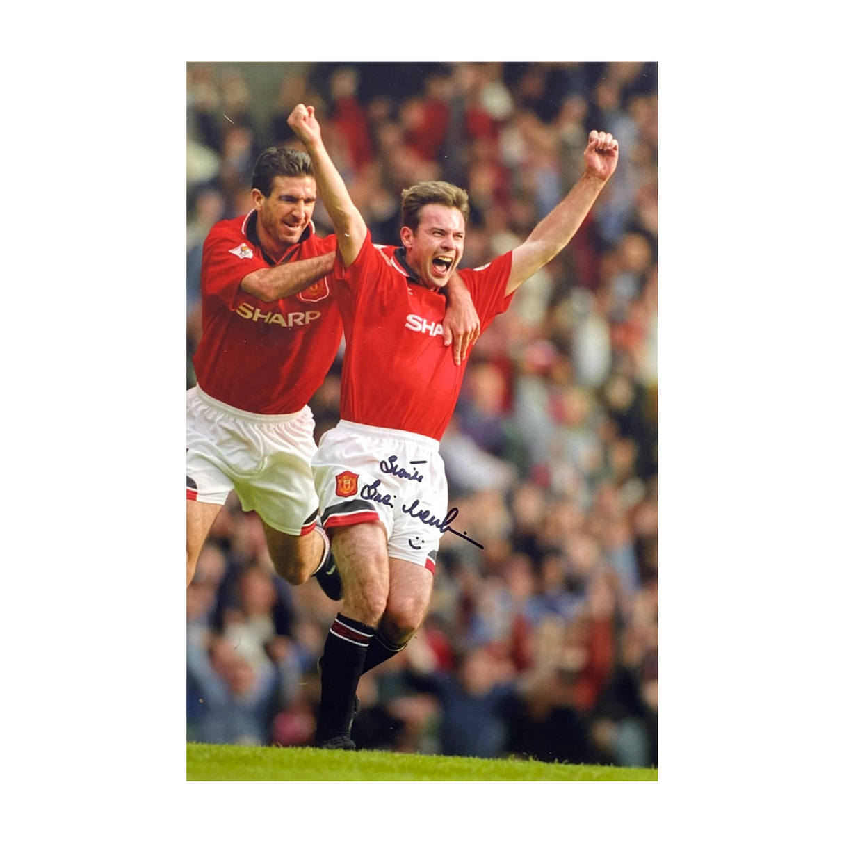 Brian McClair Signed 1996 Celebration with Eric Cantona Photo Print (M)