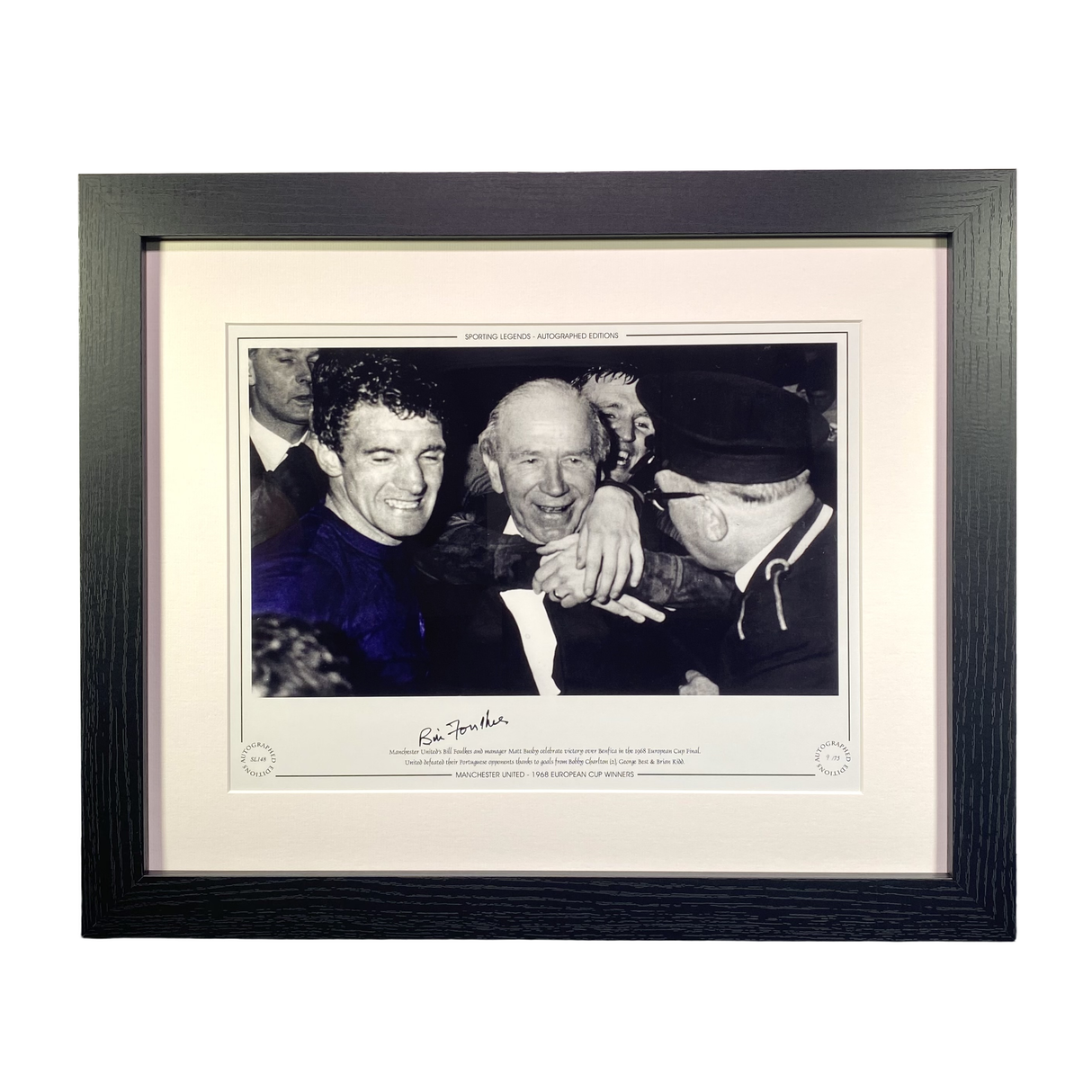 Bill Foulkes with Sir Matt Busby 1968 Manchester United Signed Framed Photo Print (Frame L)