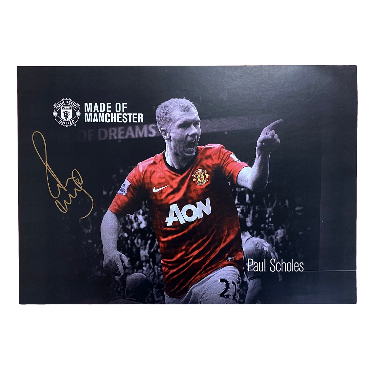 Paul Scholes Made of Manchester Hand Signed Photo Print (L)
