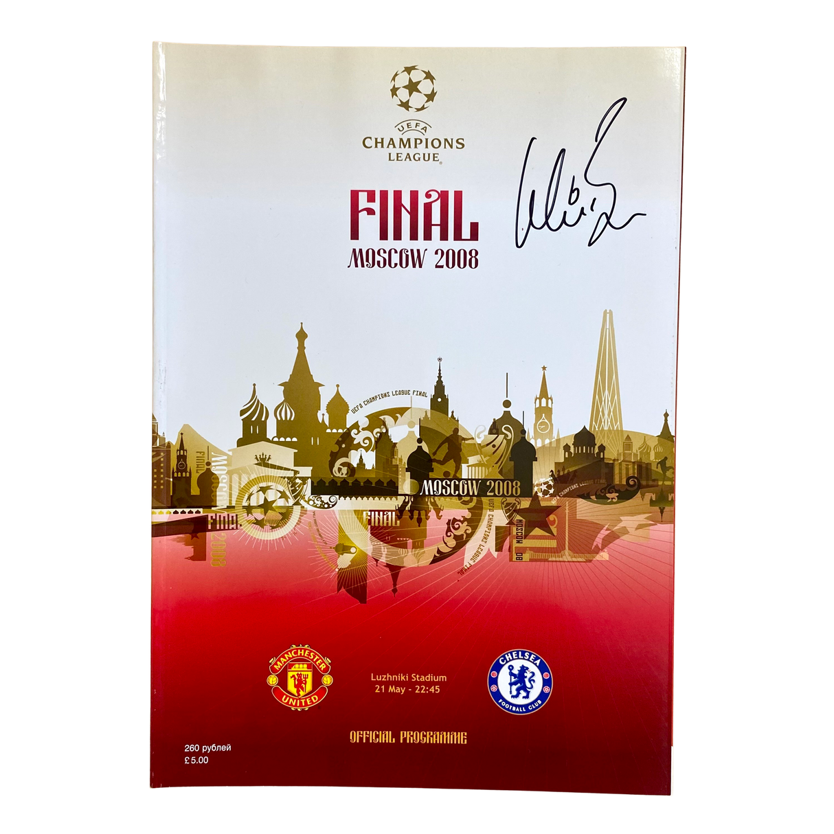 Official Matchday Programme 2008 UCL Final (Moscow) Hand Signed by Wes Brown (M)