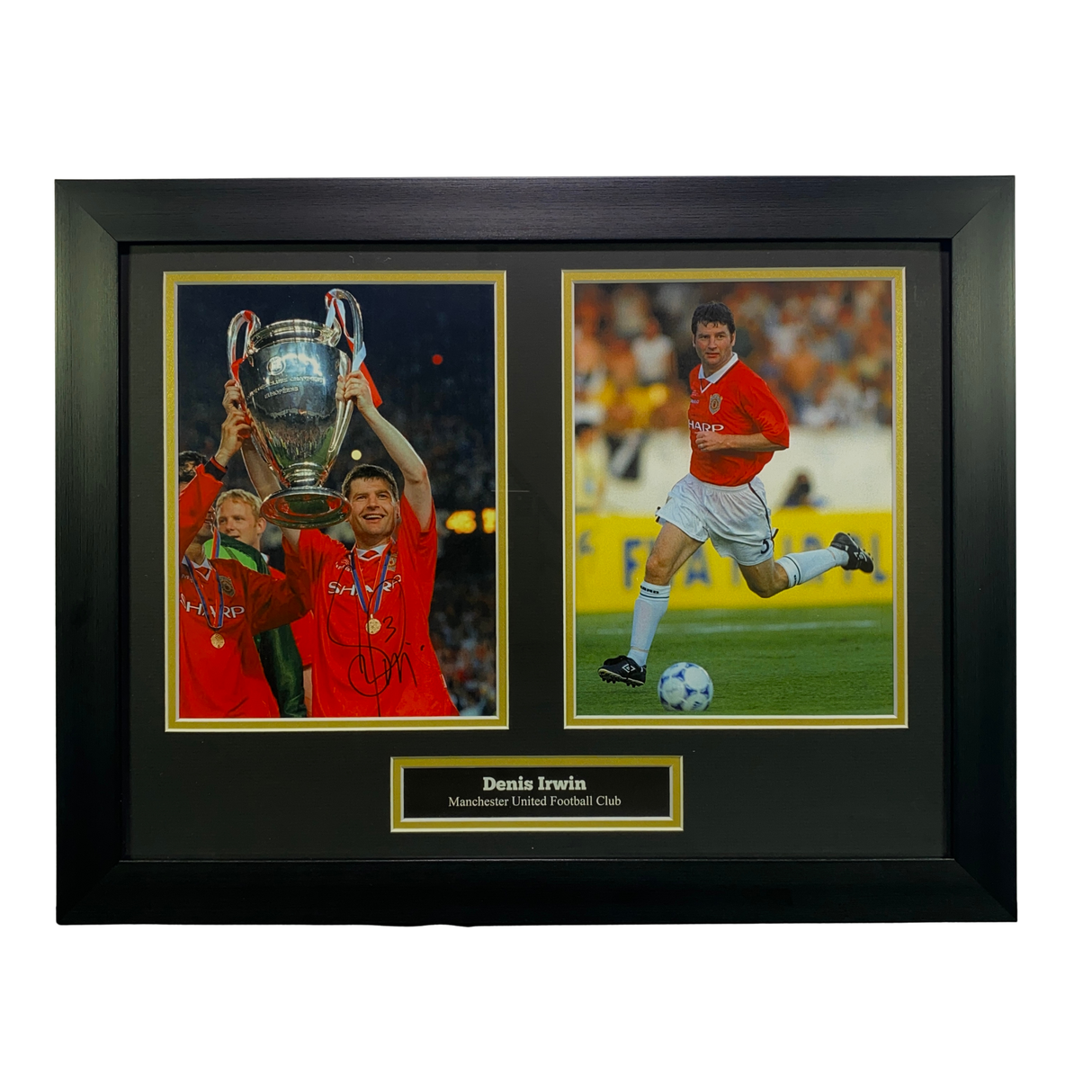 Denis Irwin Signed 1999 UCL Trophy Photo Print (M)