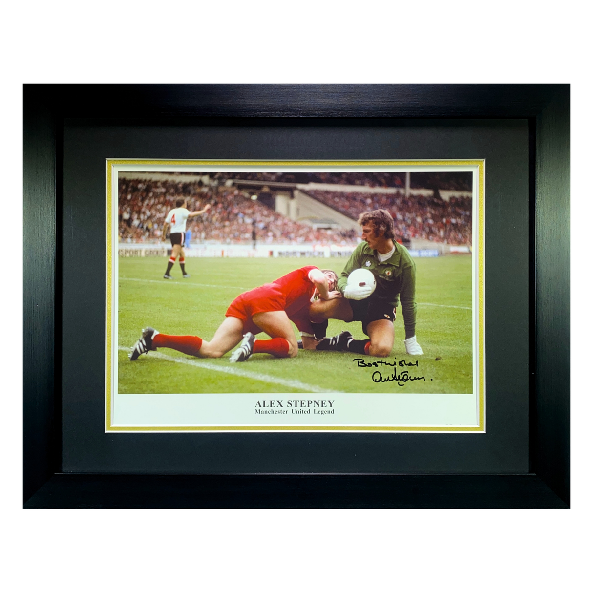1977 FA Charity Shield Print Signed by Alex Stepney (L)