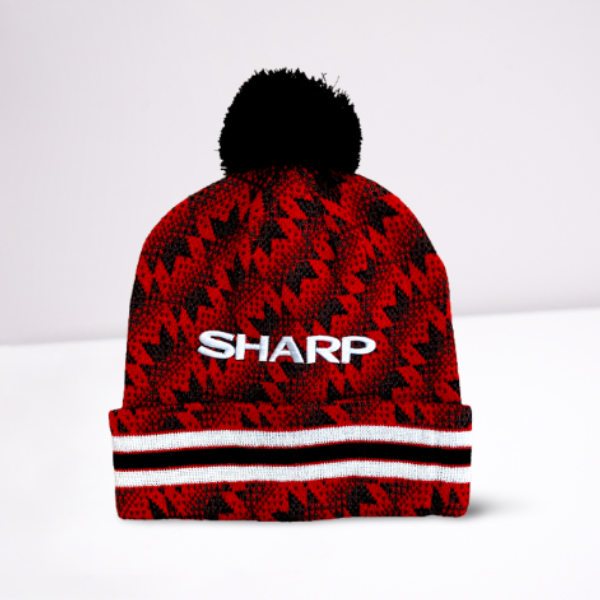 1990 SHARP Red and Black "Tracksuit" Bobble Hat