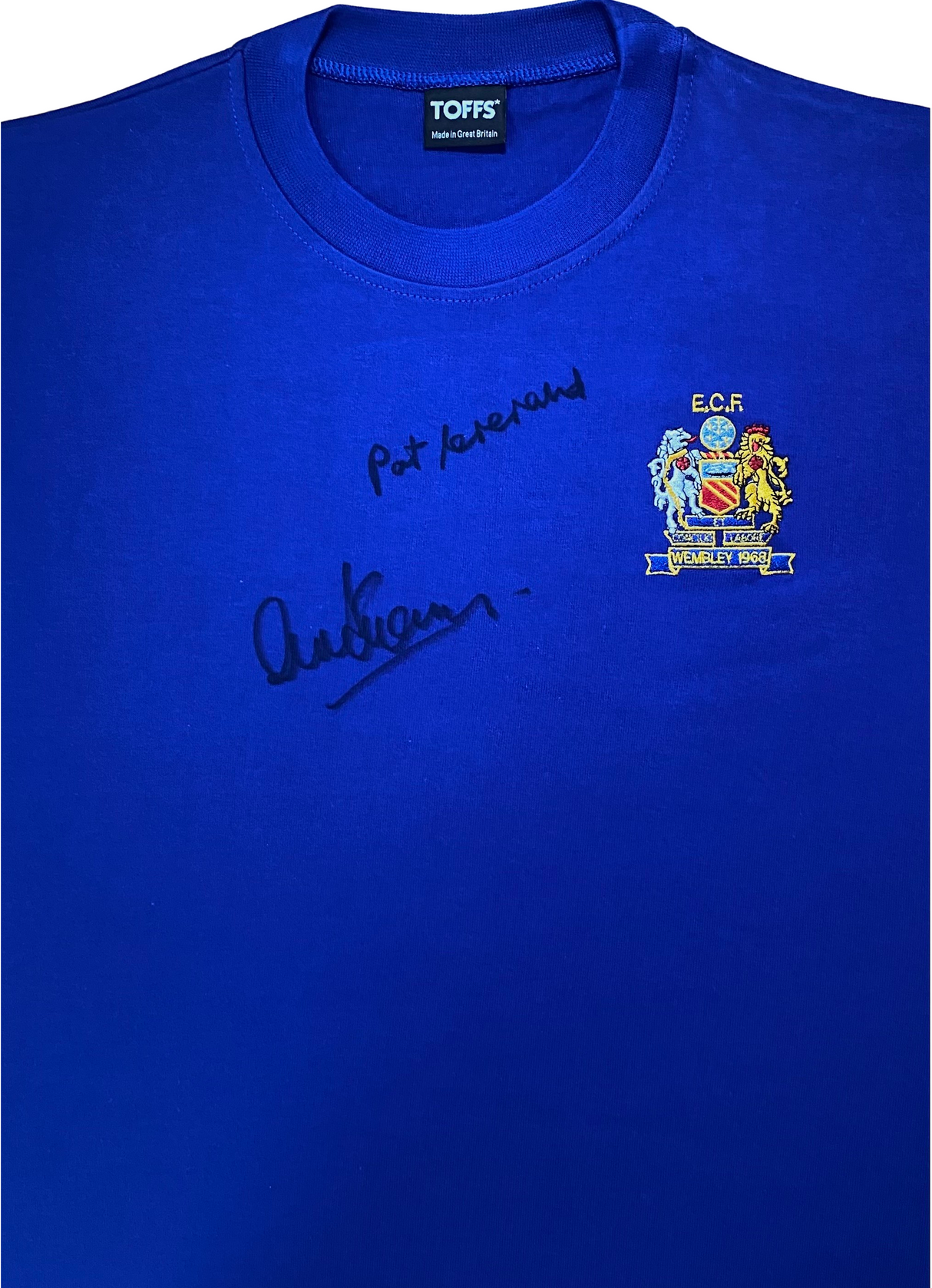 1968 European Cup Final Shirt 2X Signed by Alex Stepney and Paddy Crerand