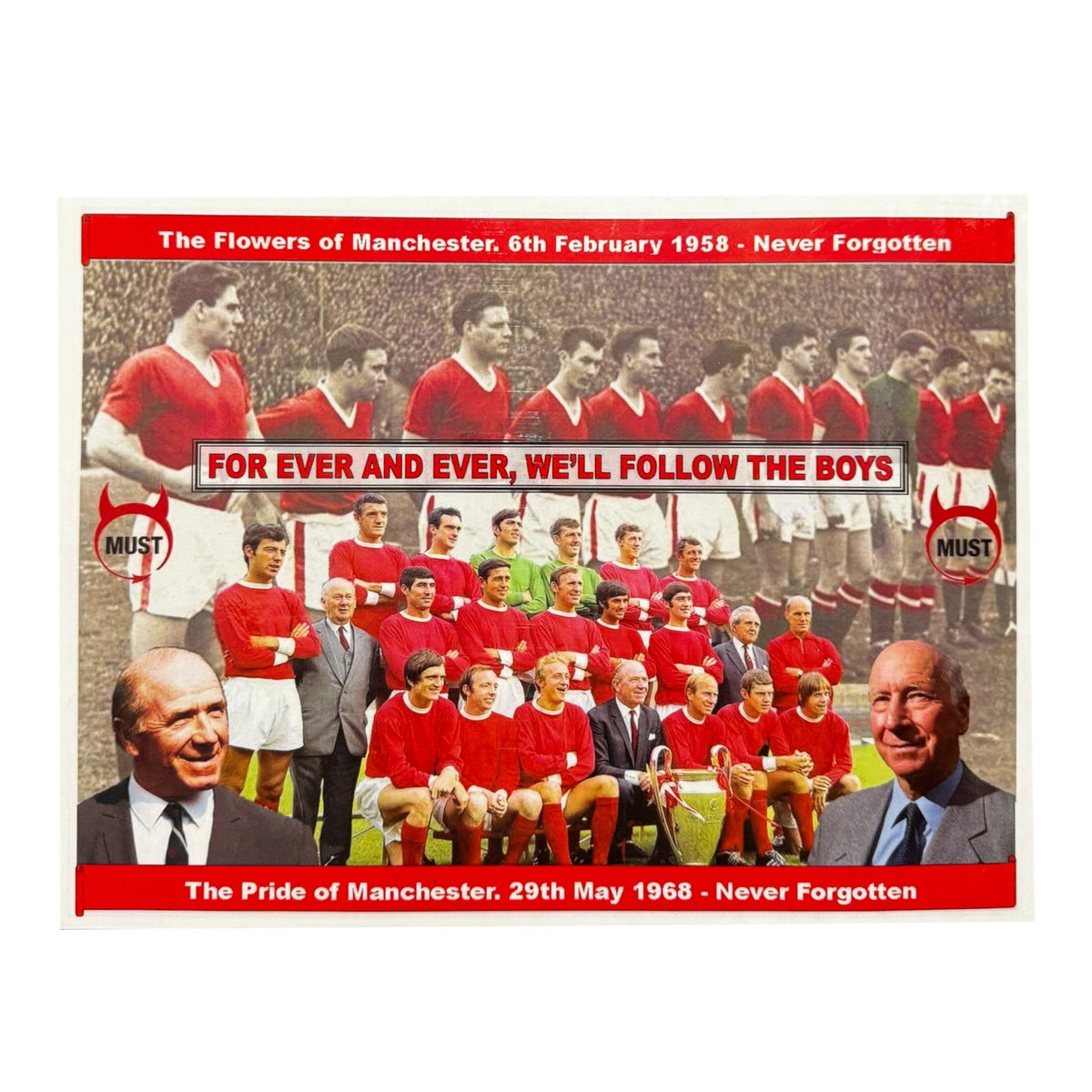 1958 and 1968 "For Ever and Ever, We'll Follow the Boys" Laminated A3 Print