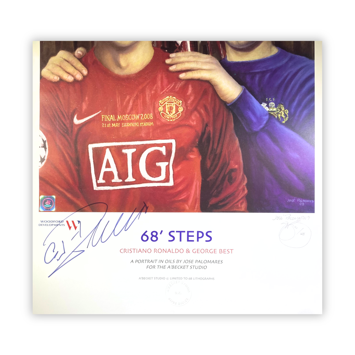 "68 Steps" Framed Artwork Print Signed by Cristiano Ronaldo (Frame XL)