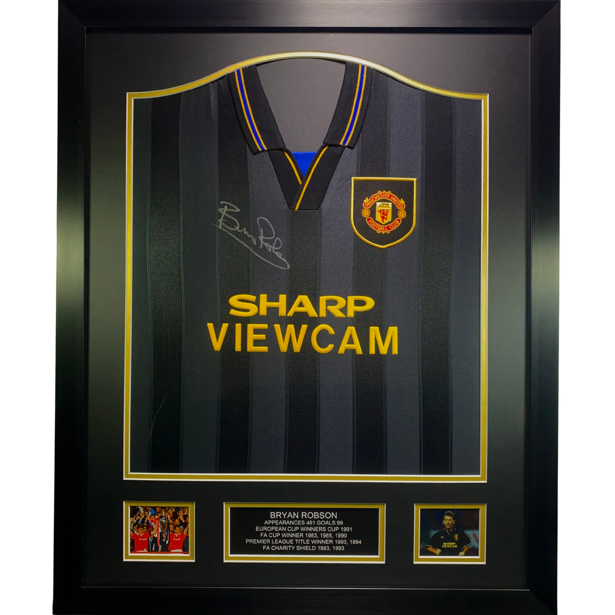 Bryan Robson Hand Signed Iconic 1993-1994 Black Shirt