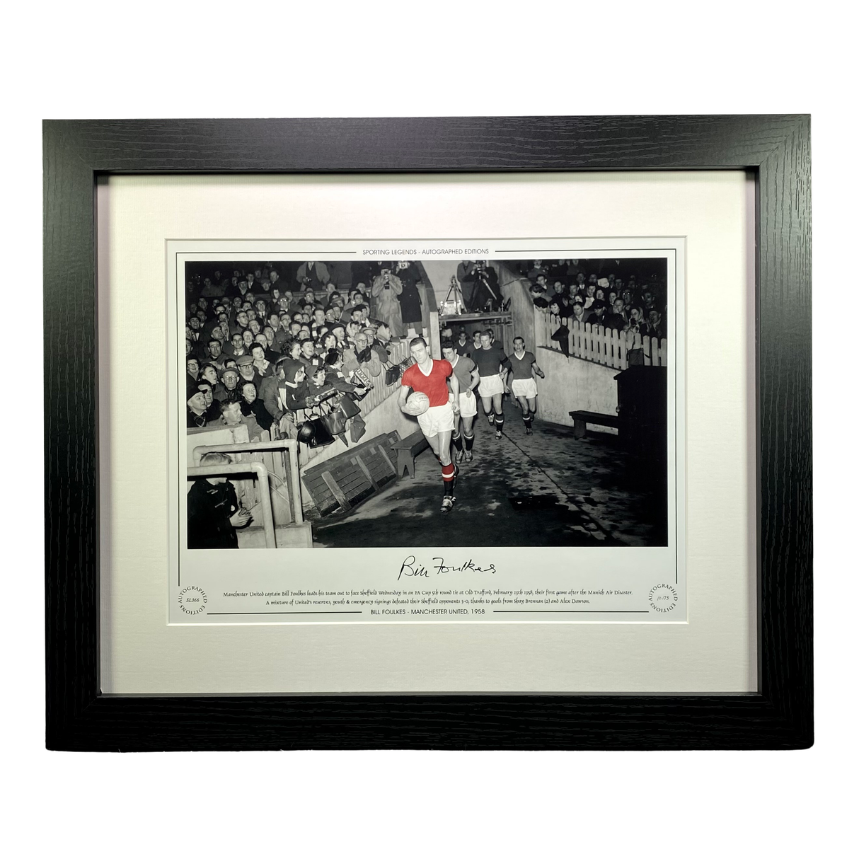 Bill Foulkes 1958 Manchester United Signed Framed Photo Print (L)