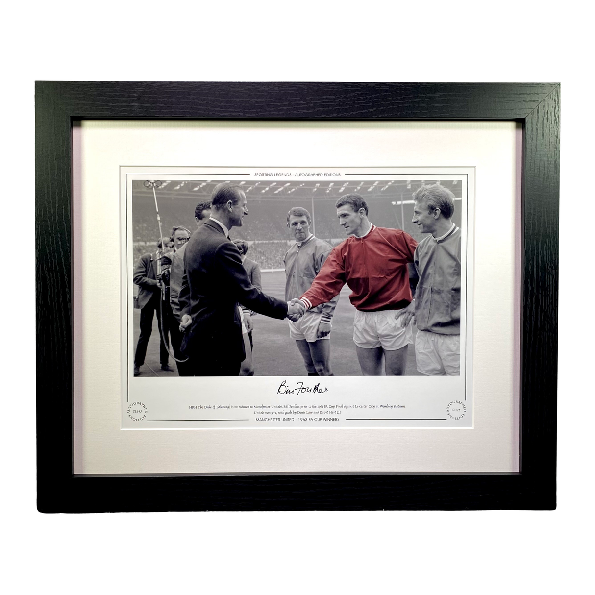 Bill Foulkes 1963 FA Cup Winner Signed Framed Photo Print (L)