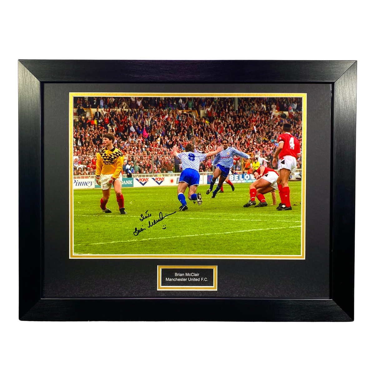 Brian McClair 1991 Celebration Signed Photo (Away) (L)