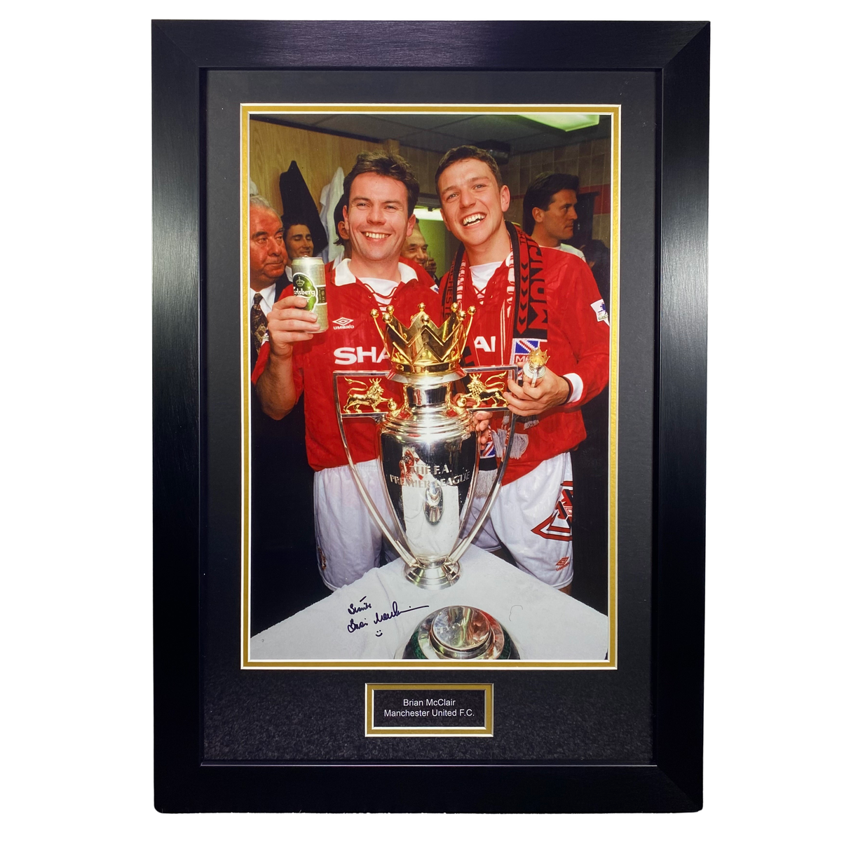 Brian McClair Premier League Trophy Celebration Signed Photo (L)
