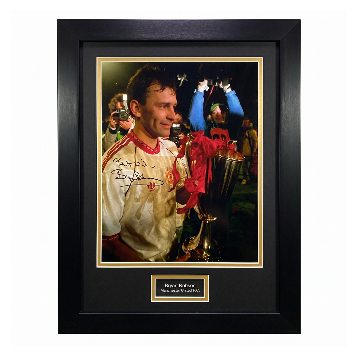 Bryan Robson 1991 ECWC Trophy Signed Photo (L)