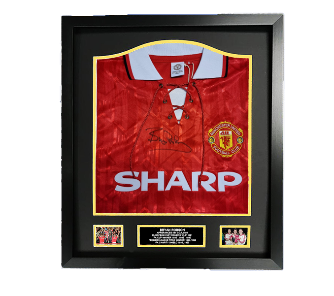 Bryan Robson Hand Signed official replica 1992-1994 Manchester United Home shirt