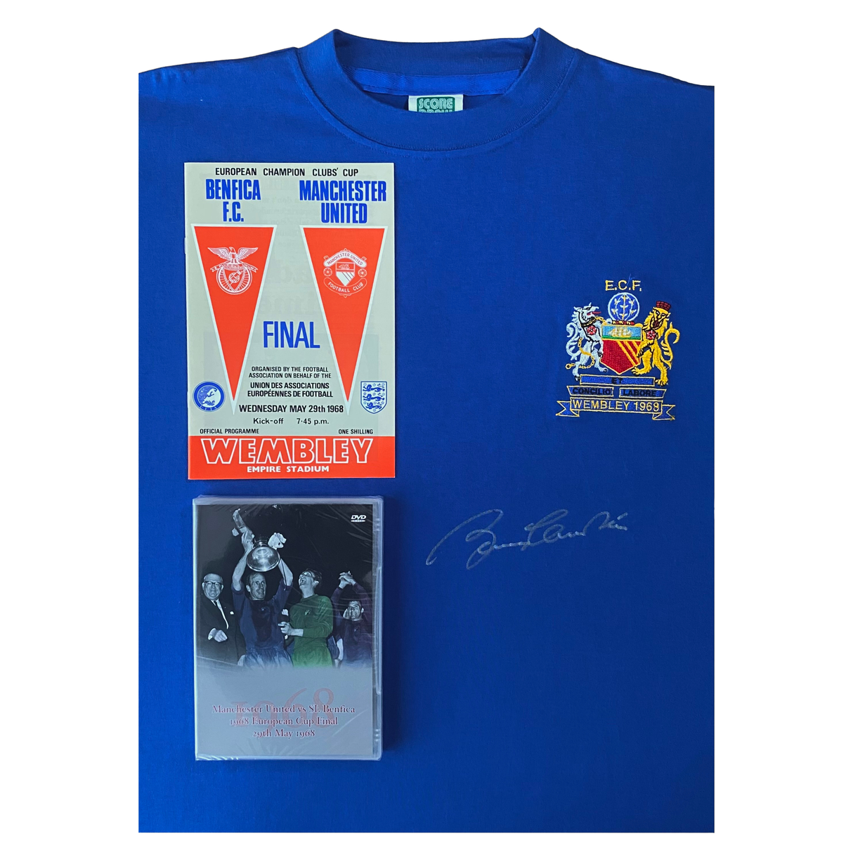 Sir Bobby Charlton Hand Signed 1968 European Cup Final Shirt Box Set