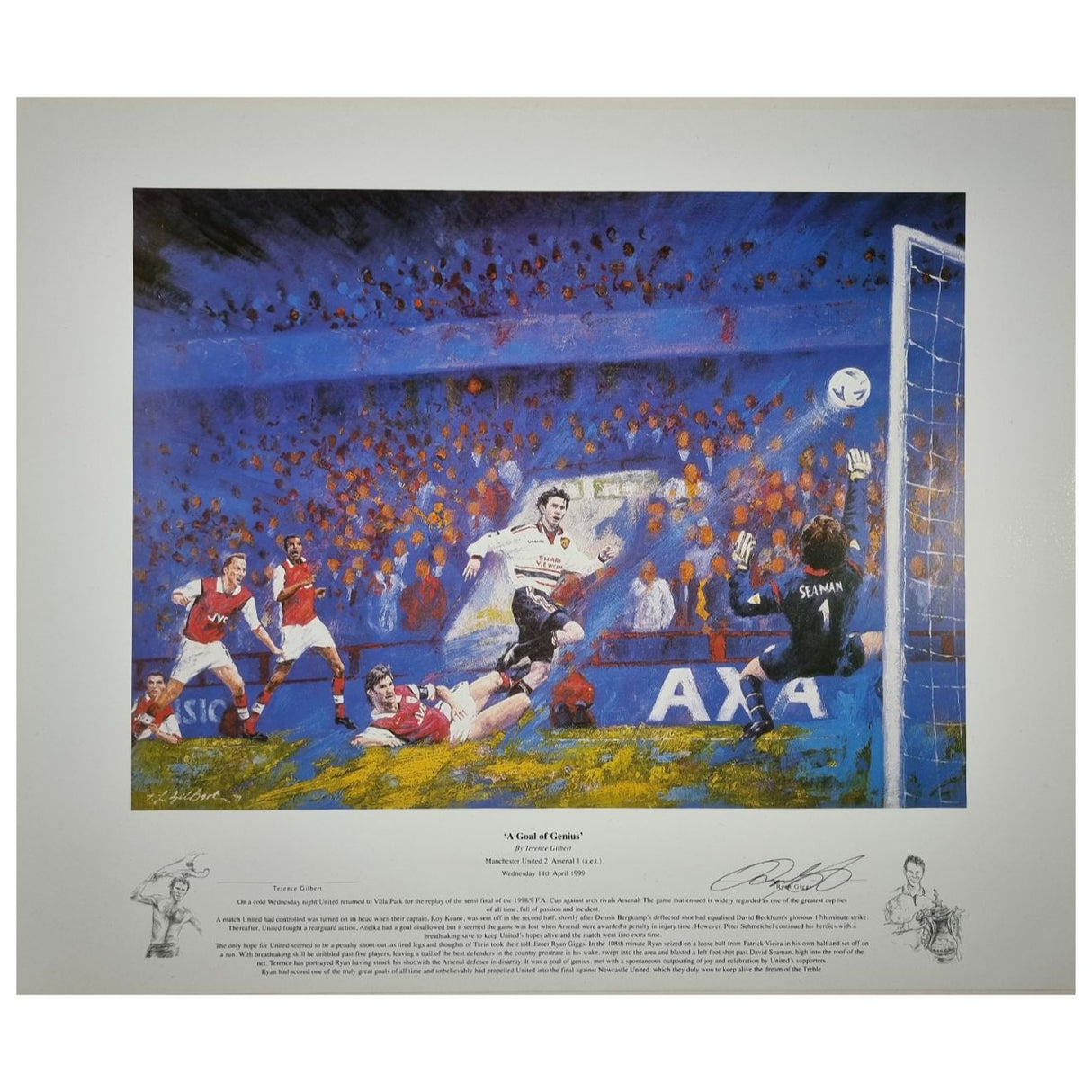 Framed Artwork Print Hand Signed by Ryan Giggs "A Goal of Genius" (XL)