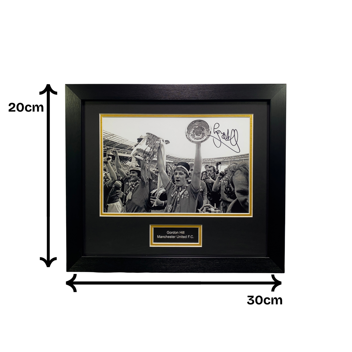 Gordon Hill 1977 FA Cup Final Signed Trophy Photo (Black & White) (M)