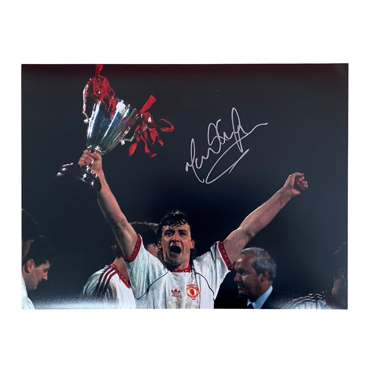 Mark Hughes Signed 1991 Cup Winners Cup Trophy Photo (L)