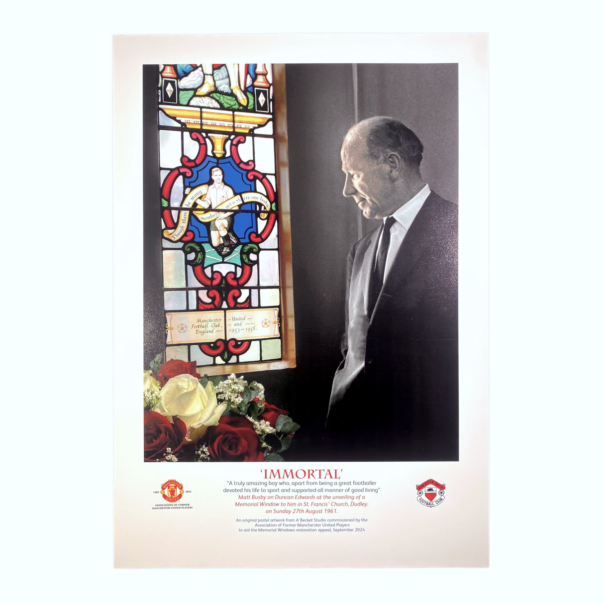 "Immortal" Duncan Edwards with Sir Matt Busby Memorial Print (XL)