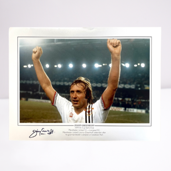 Jimmy Greenhoff Signed 1979 FA Cup Semi-Final Celebration Print