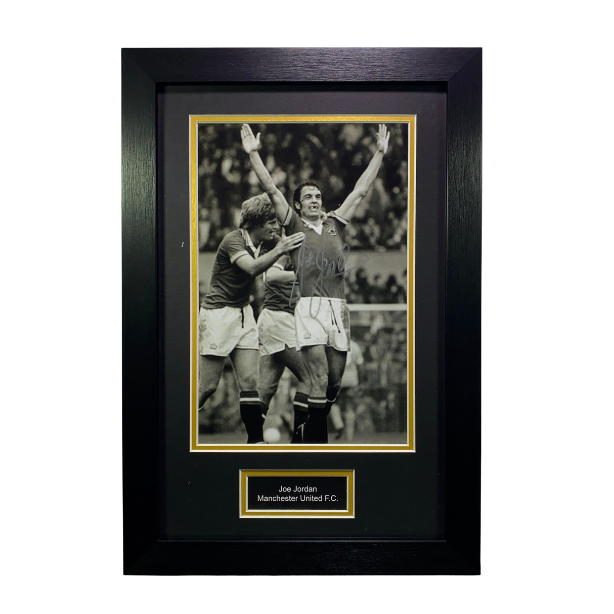 Joe Jordan Celebration Signed Black & White Photo (M)