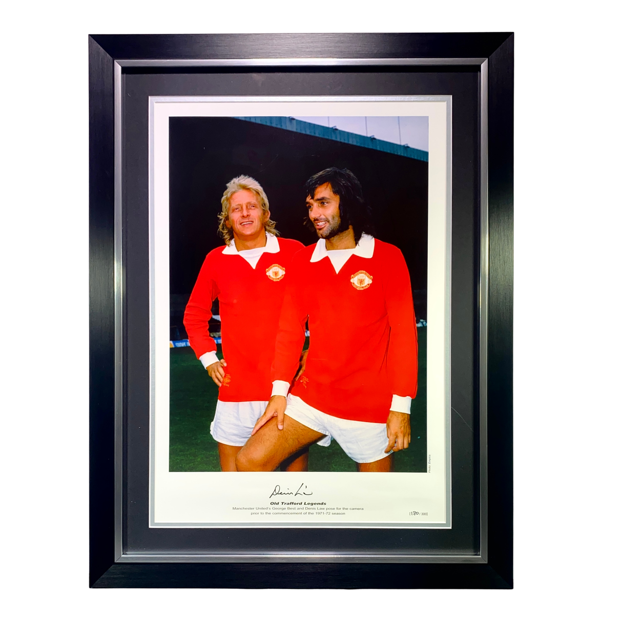 Framed Manchester United Photo of Denis Law With George Best - Signed by Denis Law (L)