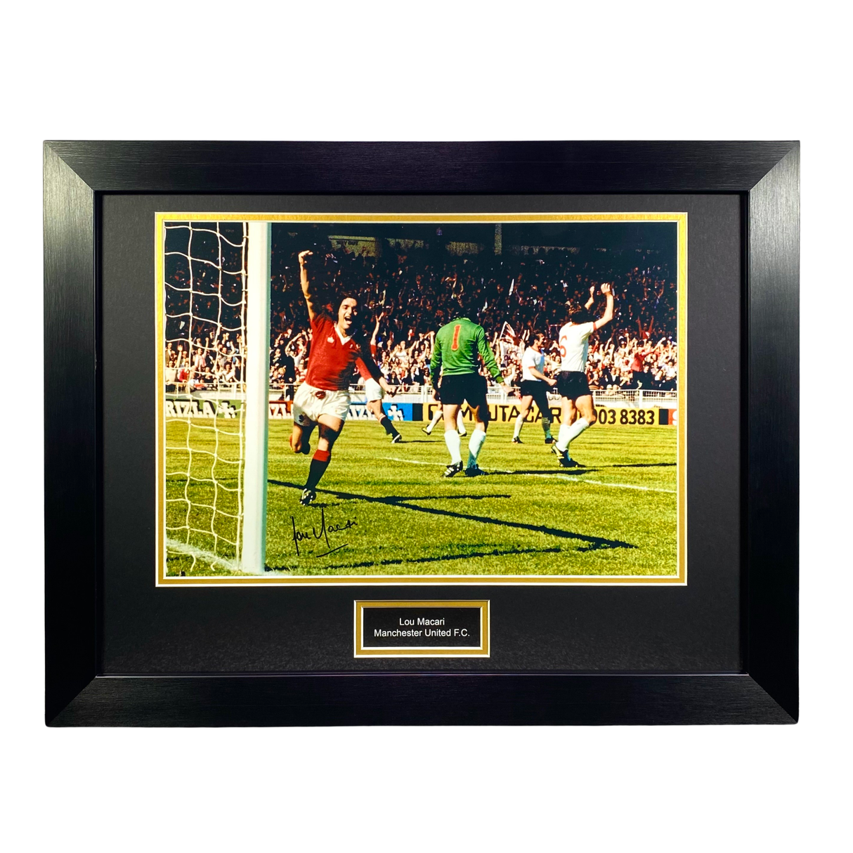 Lou Macari 1977 FA Cup Final Celebration Signed Photo (L)