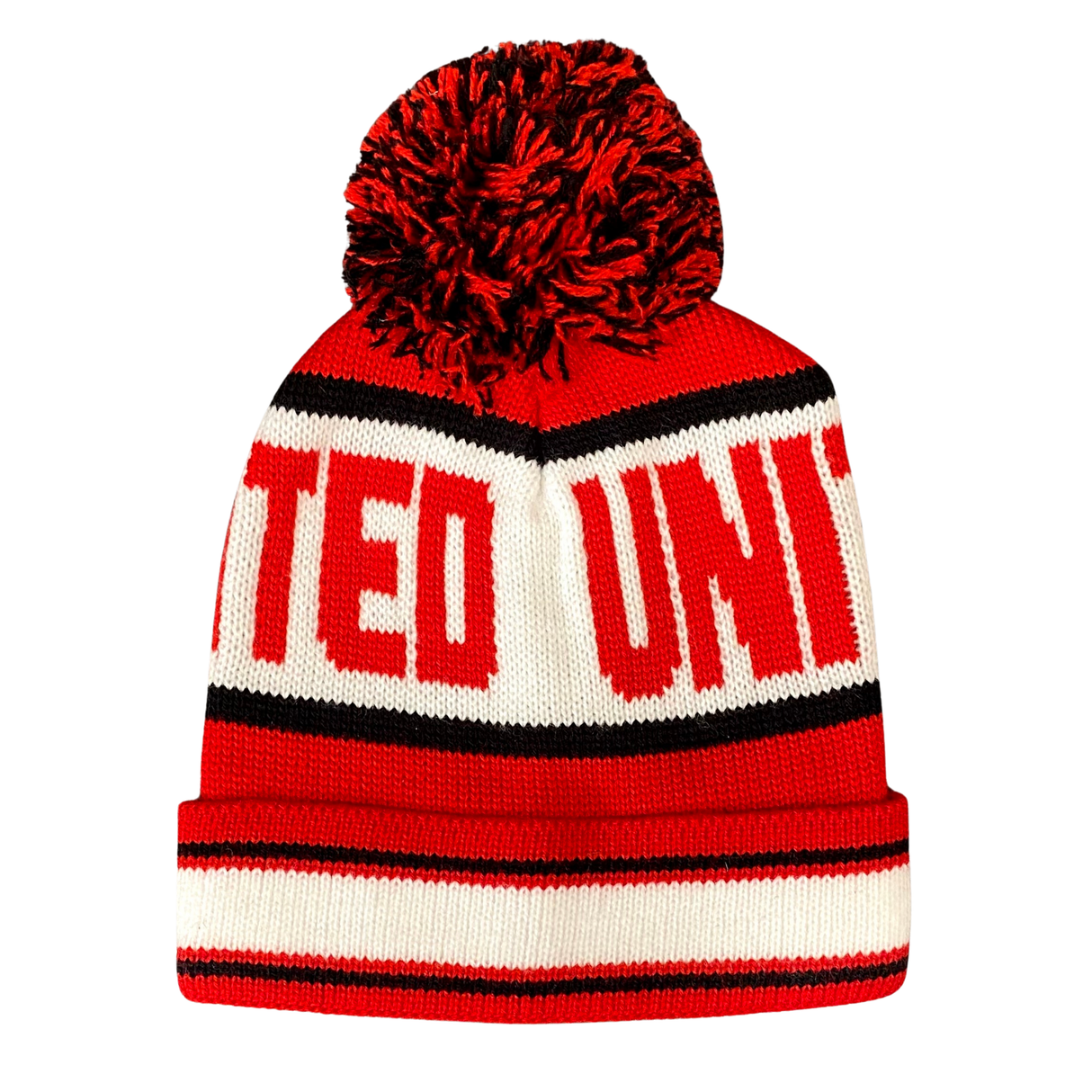 Manchester United Kids Bobble Hat - Red & White Bar