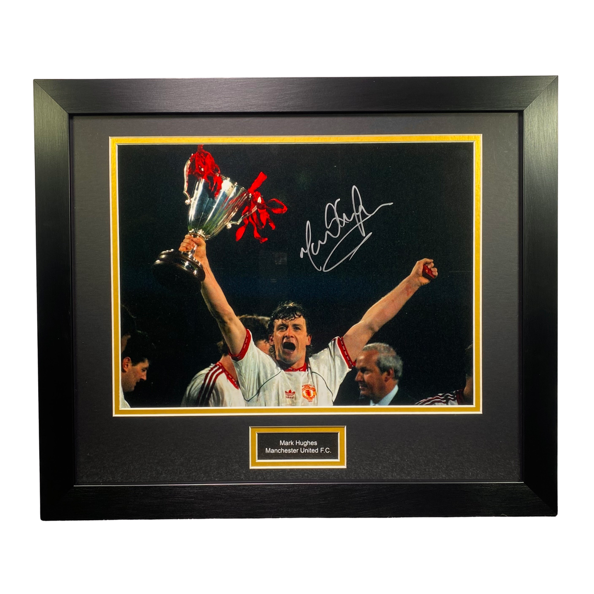 Mark Hughes Signed 1991 Cup Winners Cup Trophy Photo (L)