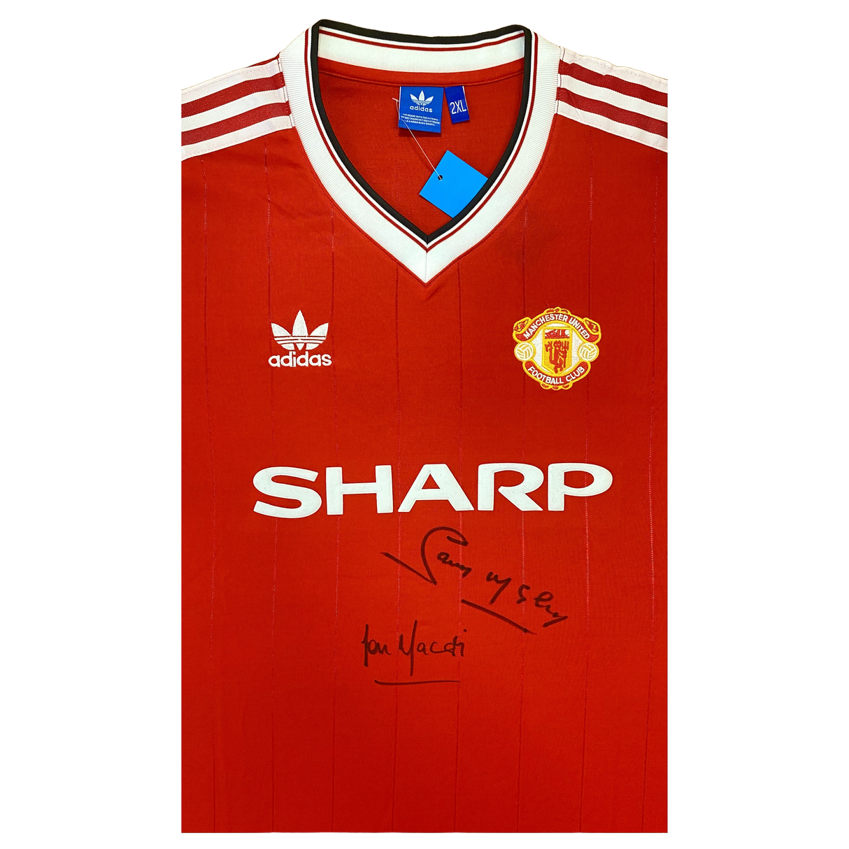Lou Macari & Sammy Mcllroy Signed Manchester United 1986 Home Shirt