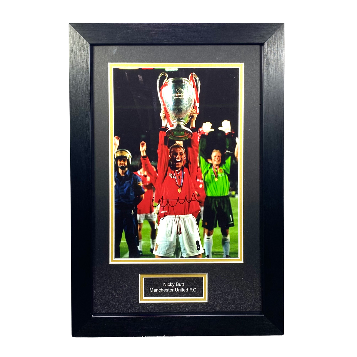 Nicky Butt Signed 1999 UCL Final Trophy Photo (M)