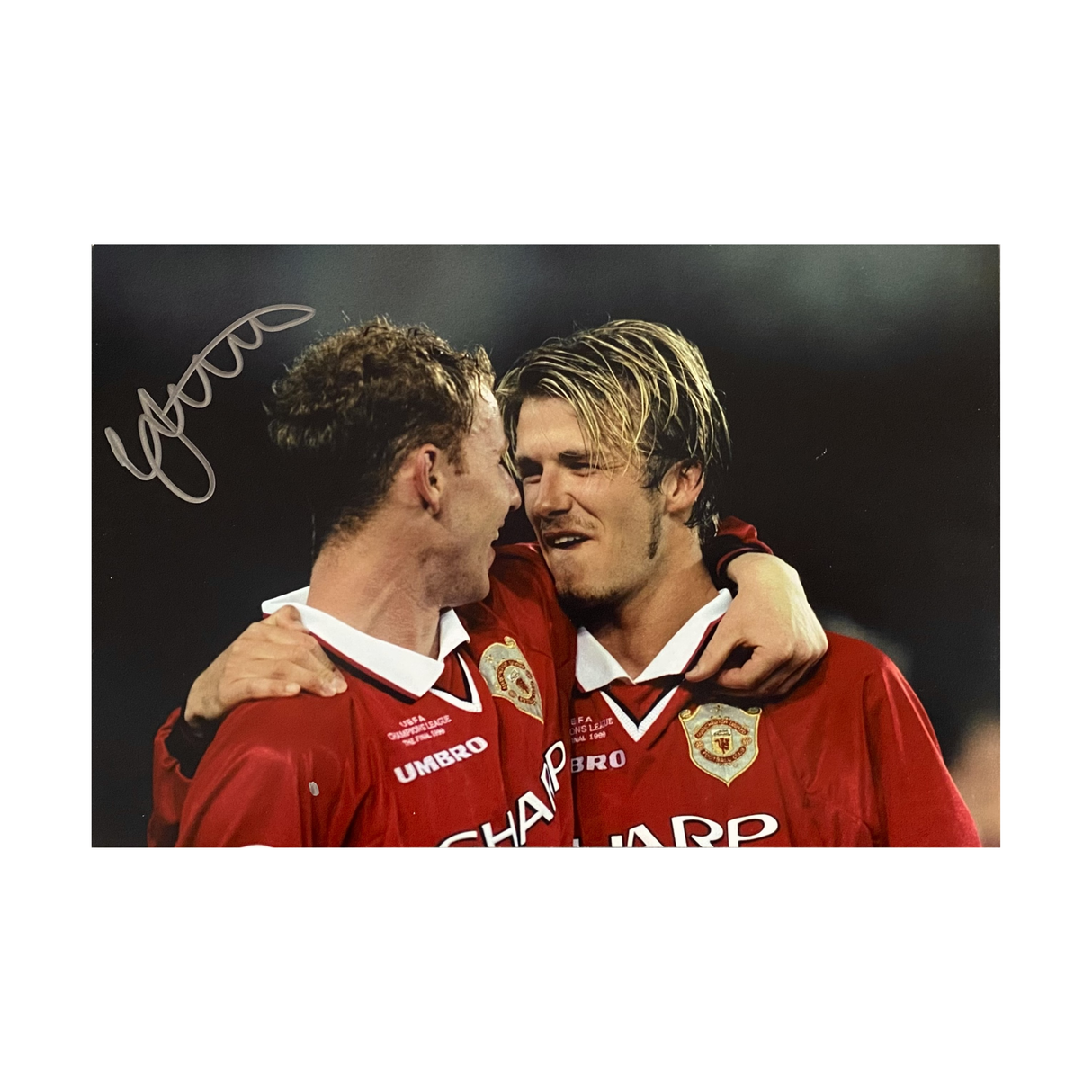 Nicky Butt Signed Print 1999 UCL Final (With Beckham) (M)