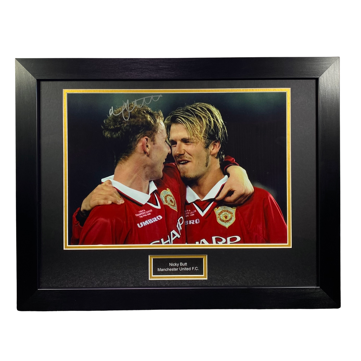 Nicky Butt 1999 UCL Final Signed Photo (with Beckham) (L)