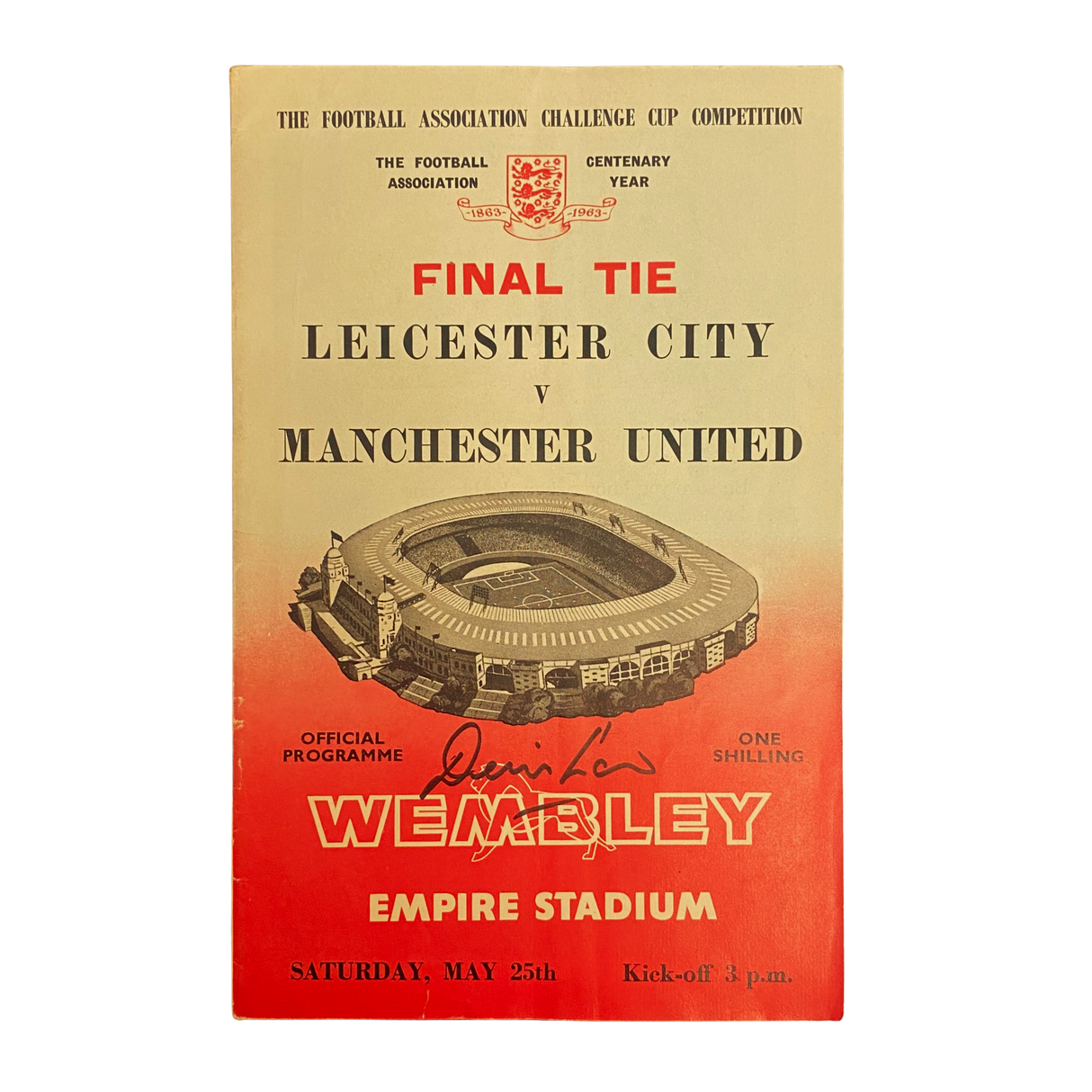 Original 1963 FA Cup Final Programme Signed by Denis Law (S)