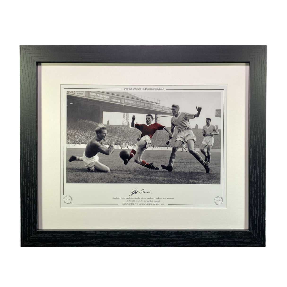 Albert Scanlon 1958 vs Manchester City Signed Framed Photo Print (L)