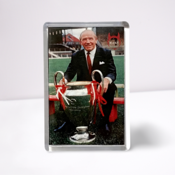 Sir Matt Busby With European Cup Fridge Magnet