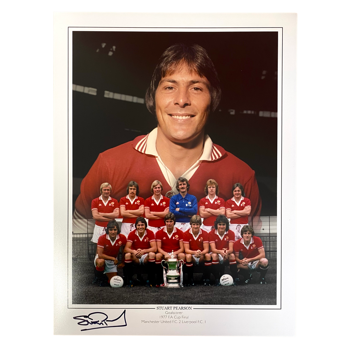 Stuart Pearson 1977 FA Cup Final Signed Portrait Print (L)