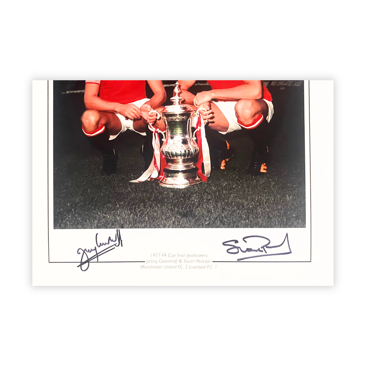 Stuart Pearson & Jimmy Greenhoff 1977 FA Cup Final Signed Print (L)