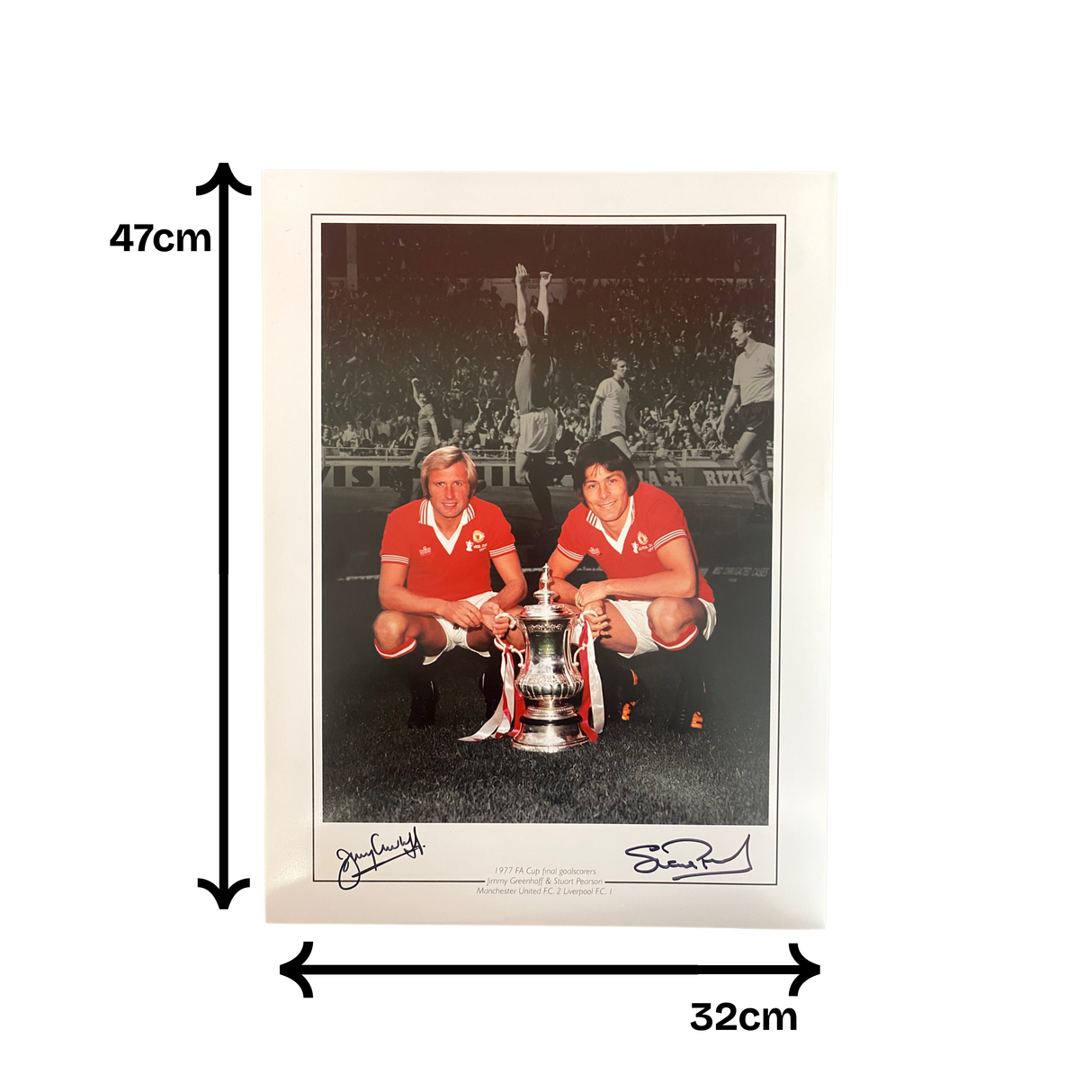 Stuart Pearson & Jimmy Greenhoff 1977 FA Cup Final Signed Print (L)