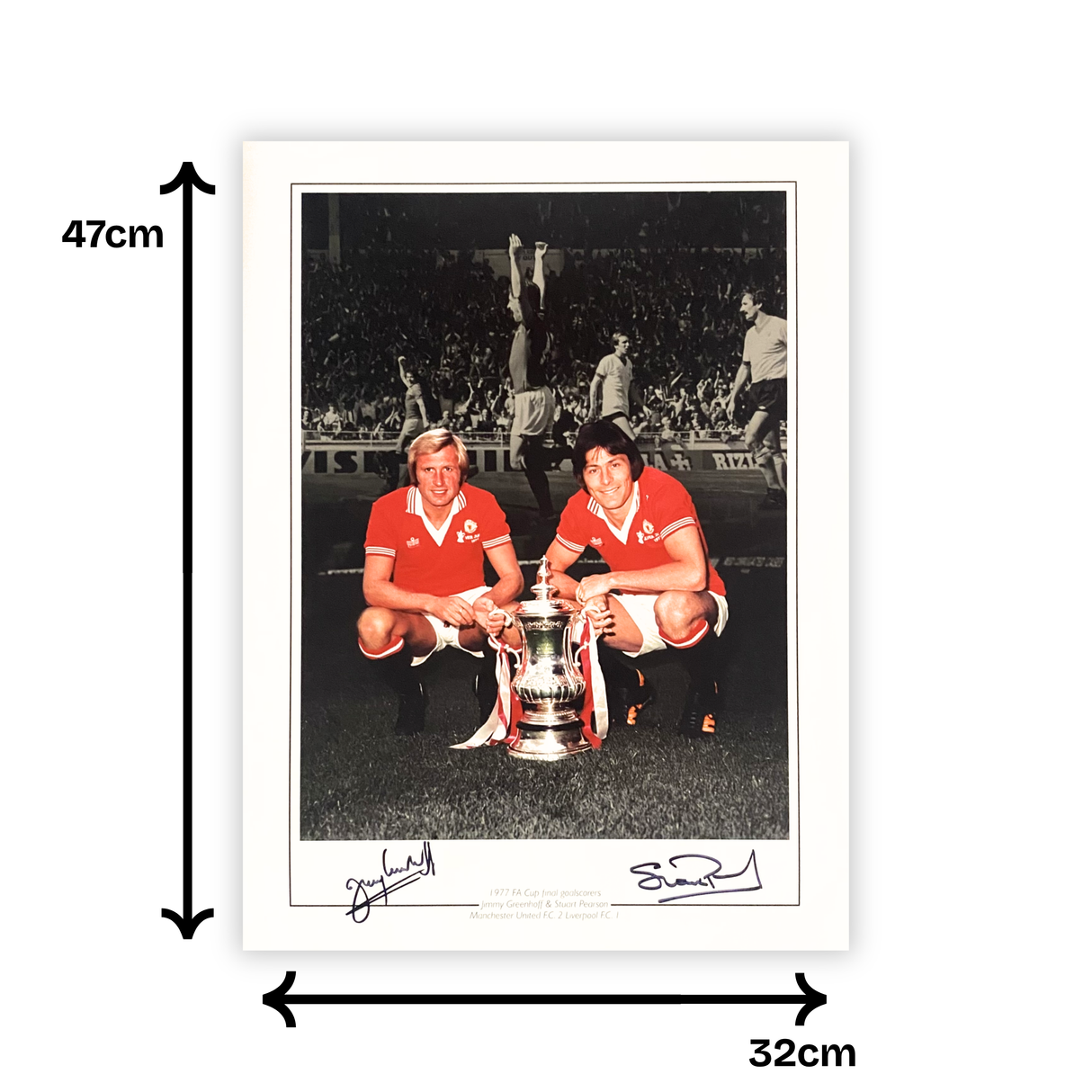 Stuart Pearson & Jimmy Greenhoff 1977 FA Cup Final Signed Print (L)