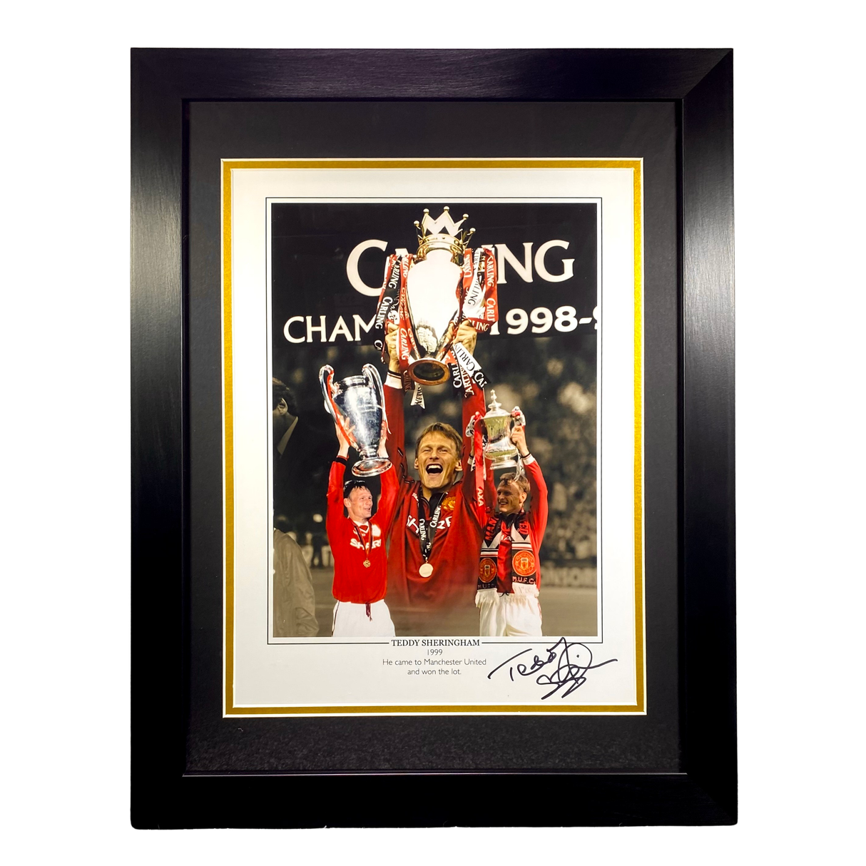 Teddy Sheringham Signed Print - "He came to Man United and won the lot" (L)
