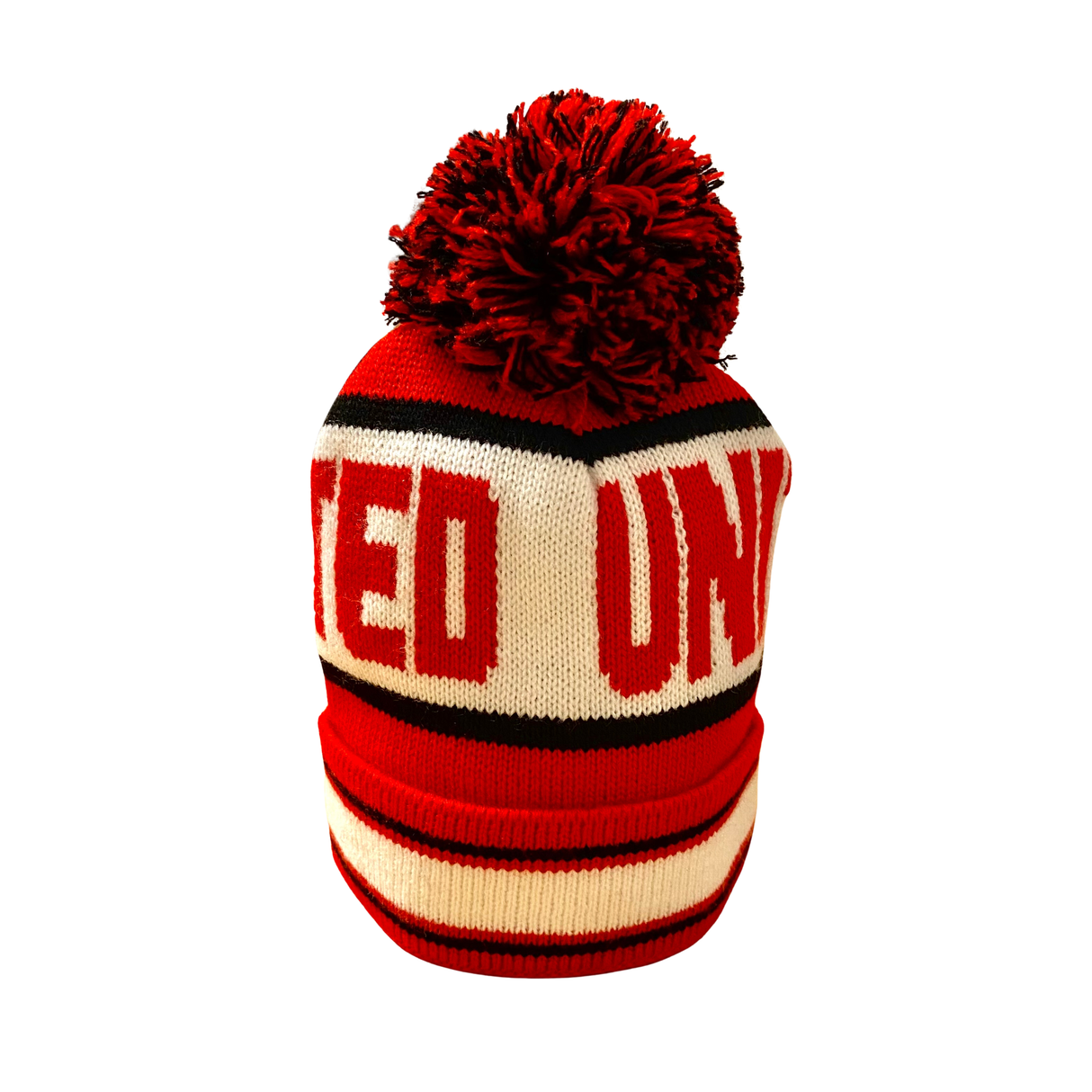 Manchester United Kids Bobble Hat - Red & White Bar