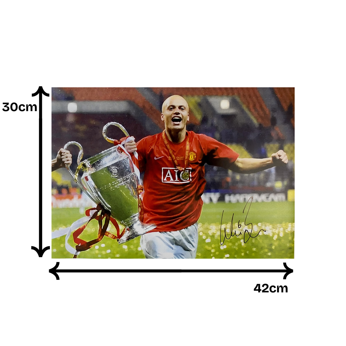 Wes Brown Signed 2008 UCL Final Trophy Celebration Print (L)