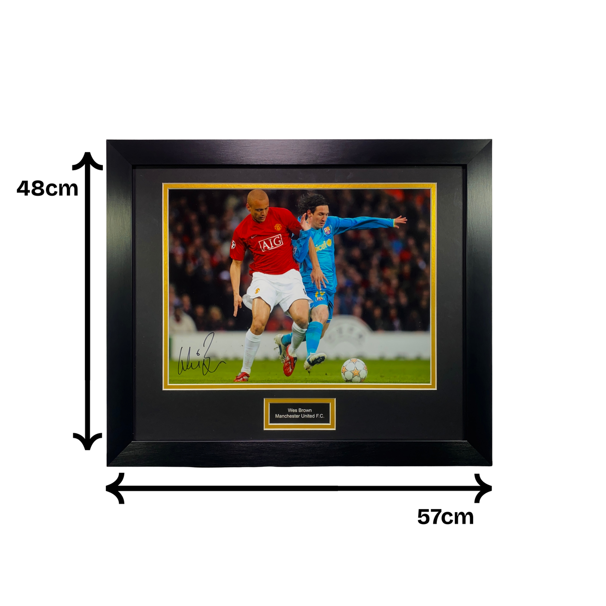 Wes Brown 2008 UCL Tackle Signed Photo (L)