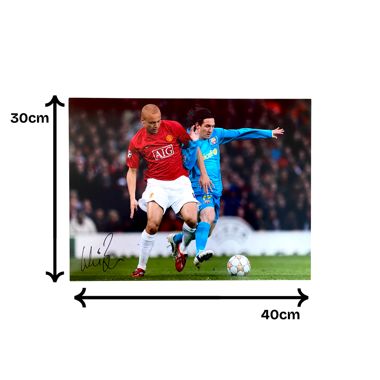 Wes Brown 2008 UCL Tackle Signed Photo (L)