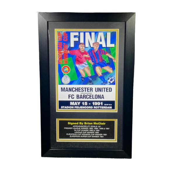 Brian McClair Signed & Framed 1991 European Cup Winners' Cup Final Programme Cover