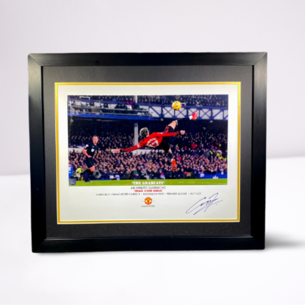 "Head Over Heels" Framed Print Signed by Alejandro Garnacho (L)